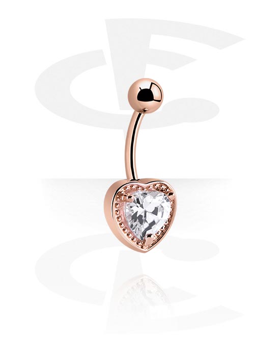 Curved Barbells, Fashion Banana with heart design, Rose Gold Plated Surgical Steel 316L