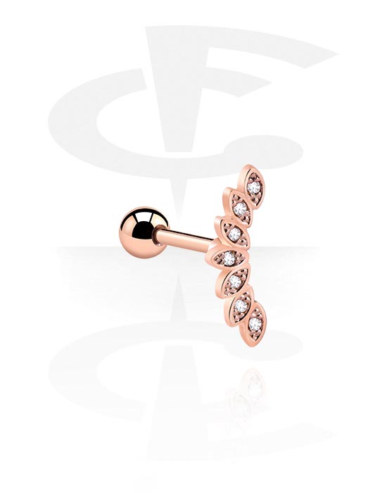Helix / Tragus, Tragus Piercing med crystal stones, Rosegold Plated Surgical Steel 316L
