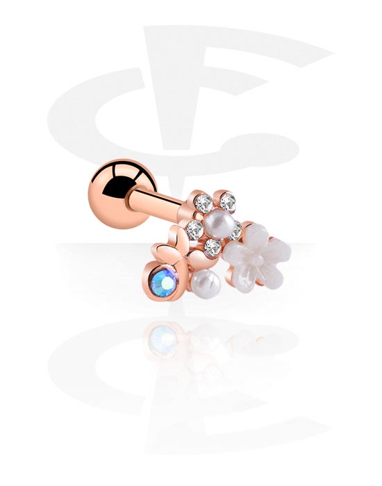 Helix / Tragus, Tragus Piercing, Rose Gold Plated Surgical Steel 316L, Rose Gold Plated Brass