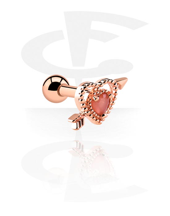 Helix / Tragus, Tragus Piercing med crystal stones, Rosegold Plated Surgical Steel 316L ,  Rosegold Plated Brass
