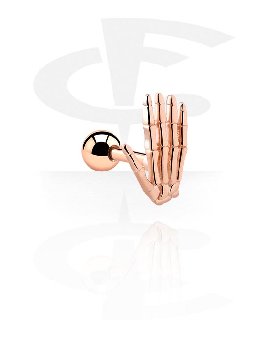 Helix / Tragus, Tragus Piercing, Rose Gold Plated Surgical Steel 316L ,  Rose Gold Plated Brass
