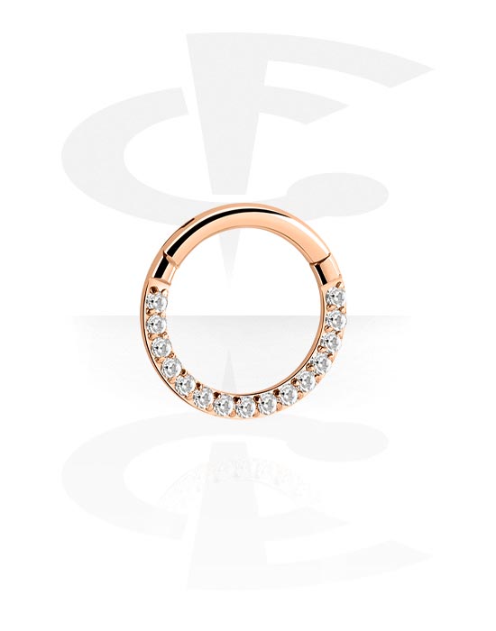 Piercinggyűrűk, Többcélú kattintó val vel Kristálykövek, Rózsa-aranyozott sebészeti acél, 316L
