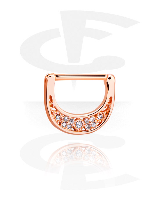 Nipple Piercings, Nipple Clicker with crystal stones, Rose Gold Plated Surgical Steel 316L