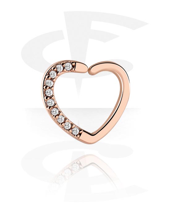 Piercing Rings, Continuous Ring with heart design, Rose Gold Plated Brass