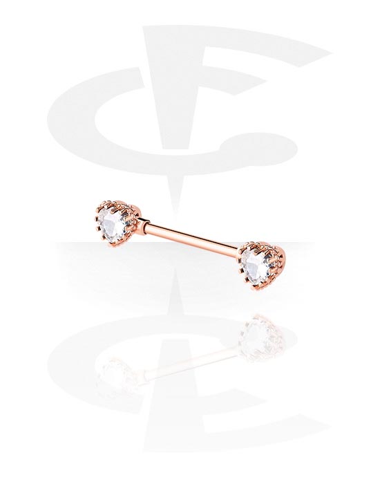 Nipple Piercings, Nipple Barbell with heart design, Rose Gold Plated Surgical Steel 316L, Rose Gold Plated Brass