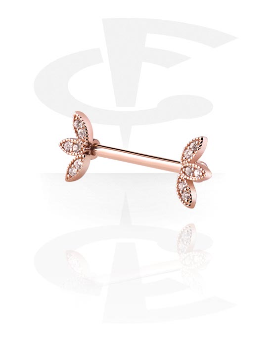 Nipple Piercings, Nipple Barbell with crystal stones, Rose Gold Plated Surgical Steel 316L ,  Rose Gold Plated Brass