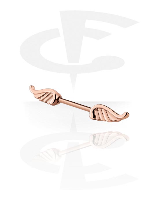 Nipple Piercings, Nipple Barbell with mustache design, Rose Gold Plated Surgical Steel 316L, Rose Gold Plated Brass