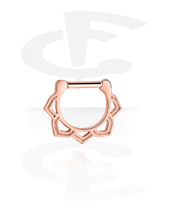 Piercing Rings, Piercing clicker (surgical steel, rose gold, shiny finish), Rose Gold Plated Surgical Steel 316L, Rose Gold Plated Brass
