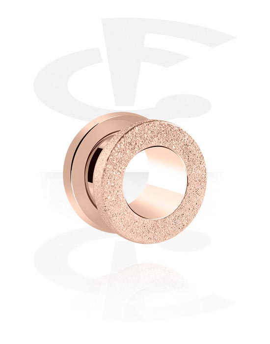 Tunneler & plugger, Screw-on tunnel (surgical steel, rose gold) med diamond look, Rosegold Plated Surgical Steel 316L