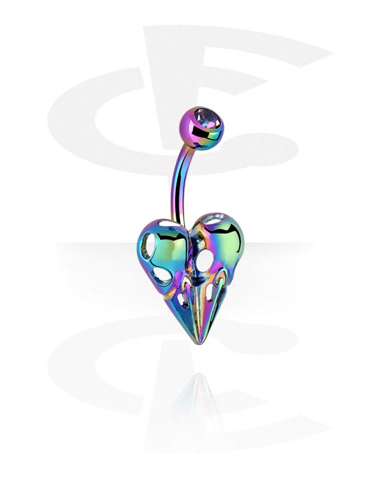Curved Barbells, Fashion Banana with heart design, Surgical Steel 316L, Plated Brass