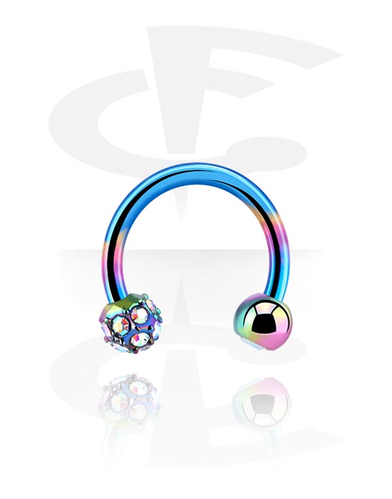 Circular Barbells, Circular Barbell with crystal stones, Surgical Steel 316L, Plated Brass