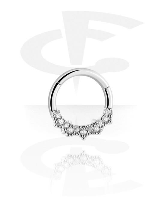Piercing Rings, Piercing clicker with crystal stones, Surgical Steel 316L