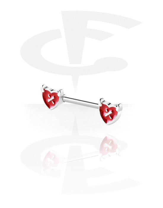 Bröstvårtspiercingar, Bröstvårtebarbell med hjärtdesign, Kirurgiskt stål 316L, Överdragen mässing