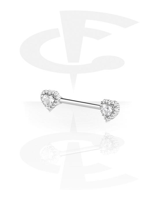 Nipple Piercings, Nipple Barbell with heart attachment, Surgical Steel 316L, Plated Brass