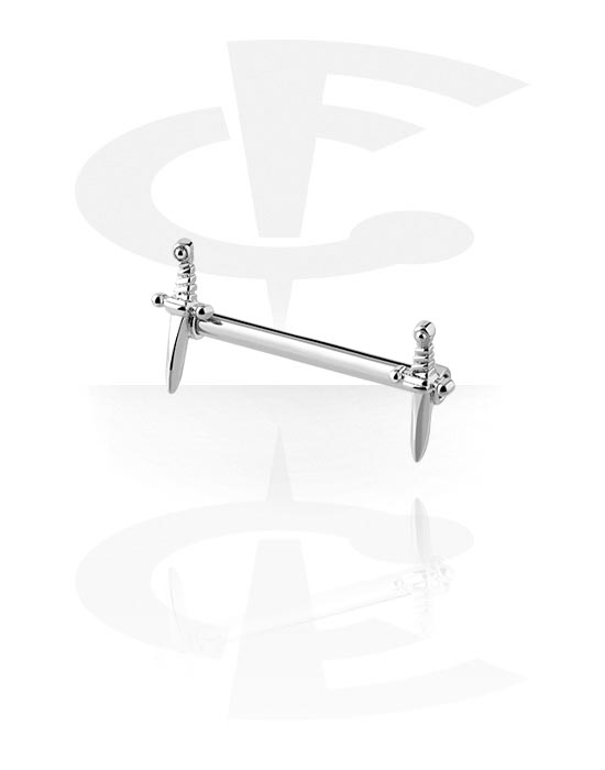 Nipple Piercings, Nipple Barbell with Sword Design, Surgical Steel 316L ,  Plated Brass