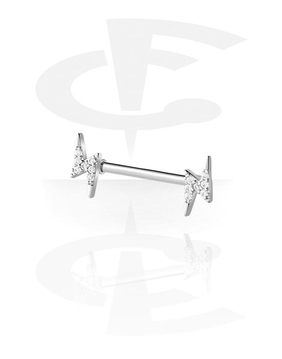 Nipple Piercings, Nipple Barbell with lightning design, Surgical Steel 316L, Plated Brass