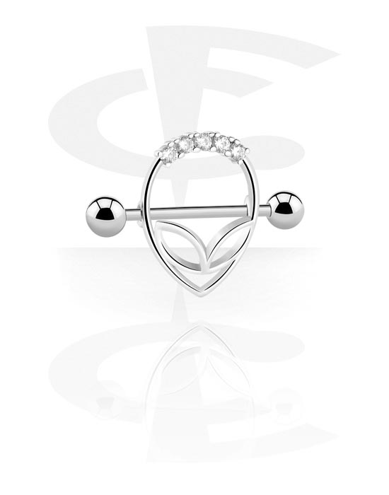 Nipple Piercings, Nipple Shield with Alien Design , Surgical Steel 316L ,  Plated Brass