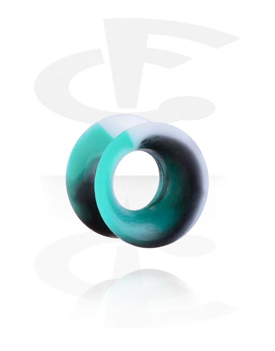 Tunnels & Plugs, Double flared tunnel (silicone, various colours) avec marble design, Silicone
