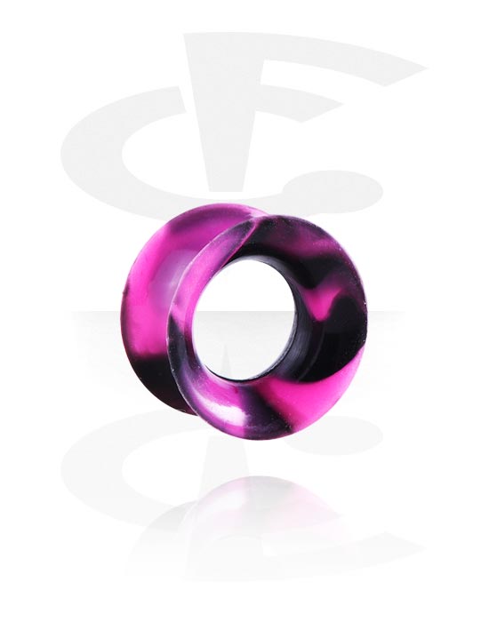 Tunnels & Plugs, Double flared tunnel (silicone, various colours) avec marble design, Silicone