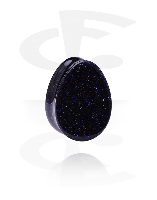 Tunnels & Plugs, Tear-shaped double flared plug (stone) with glitter, Blue Sandstone