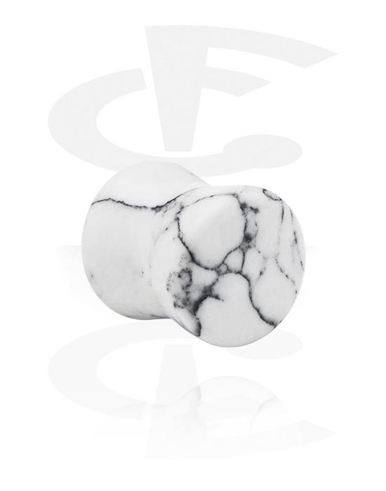 Tunely & plugy, Double flared plug (stone, white) s marble design, Syntetický kameň