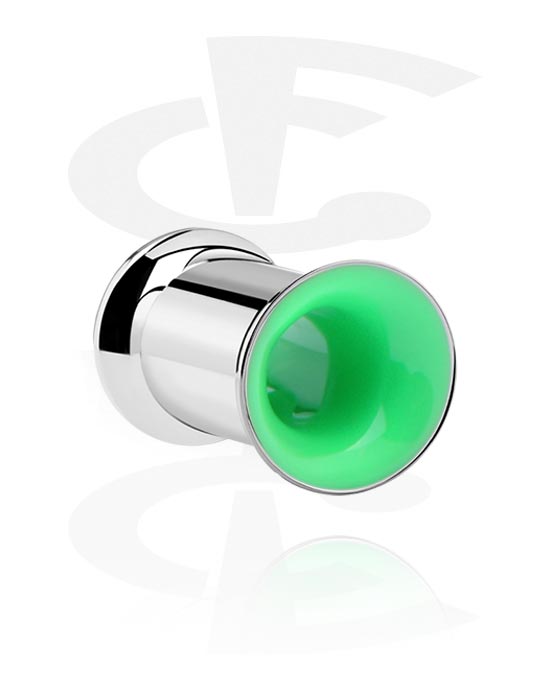 Tunnels & Plugs, Double flared tunnel (surgical steel, silver) avec interior ring in various colours, Acier chirurgical 316L