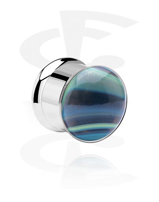 Tunely & plugy, Double flared tunnel (surgical steel, silver) s colourful cap, Chirurgická oceľ 316L