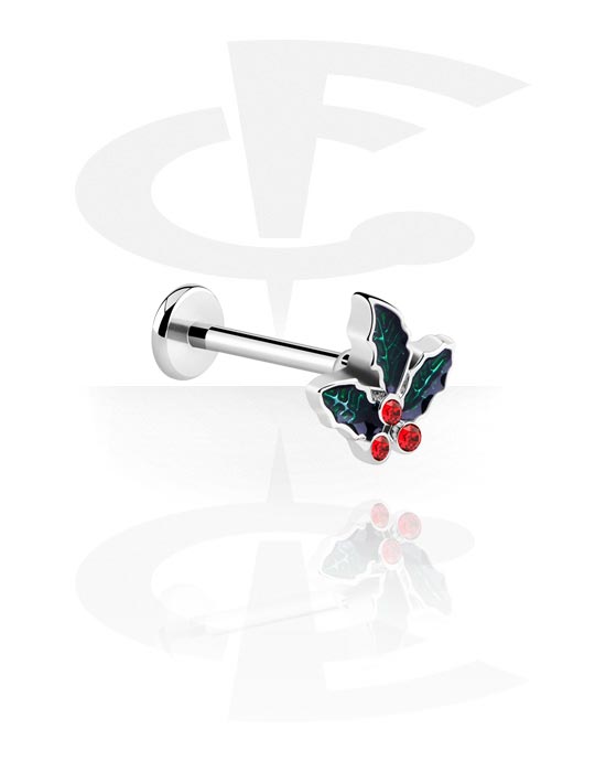 Labrets, Labret with Christmas design, Surgical Steel 316L