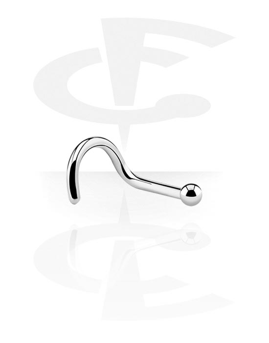 Neuspiercings & Septums, Curved nose stud (surgical steel, silver, shiny finish), Chirurgisch staal 316L