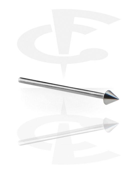 Neuspiercings & Septums, Straight nose stud (surgical steel, silver, shiny finish) met cone, Chirurgisch staal 316L