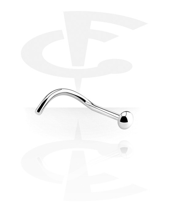 Neuspiercings & Septums, Curved nose stud (surgical steel, silver, shiny finish), Chirurgisch staal 316L