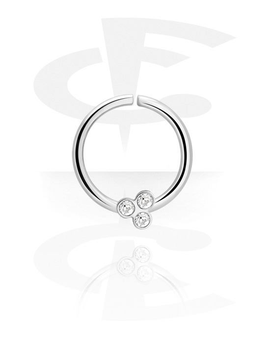 Piercingringer, Continuous ring (surgical steel, silver, shiny finish) med crystal stones, Surgical Steel 316L