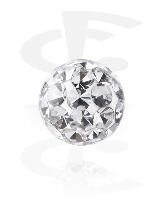 Kuler og staver ++, Ball med crystal stones, Surgical Steel 316L