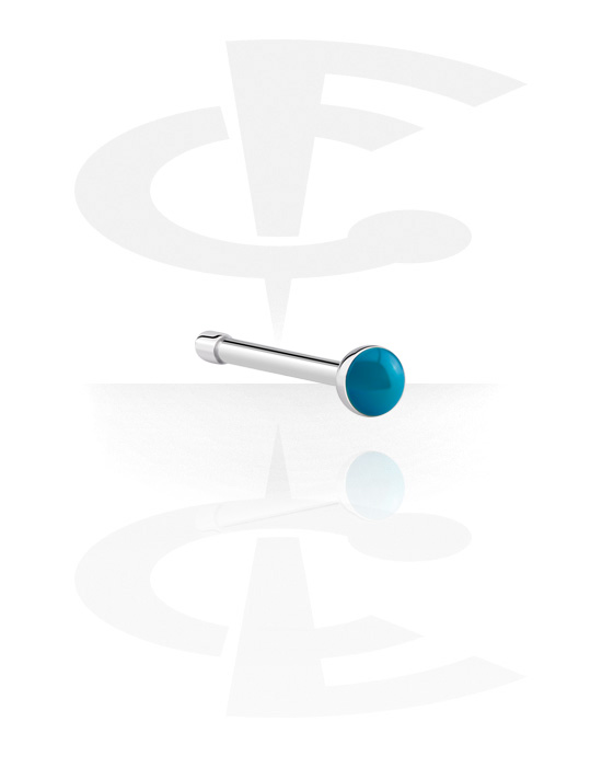 Neuspiercings & Septums, Straight nose stud (surgical steel, silver, shiny finish) met colourful cap, Chirurgisch staal 316L