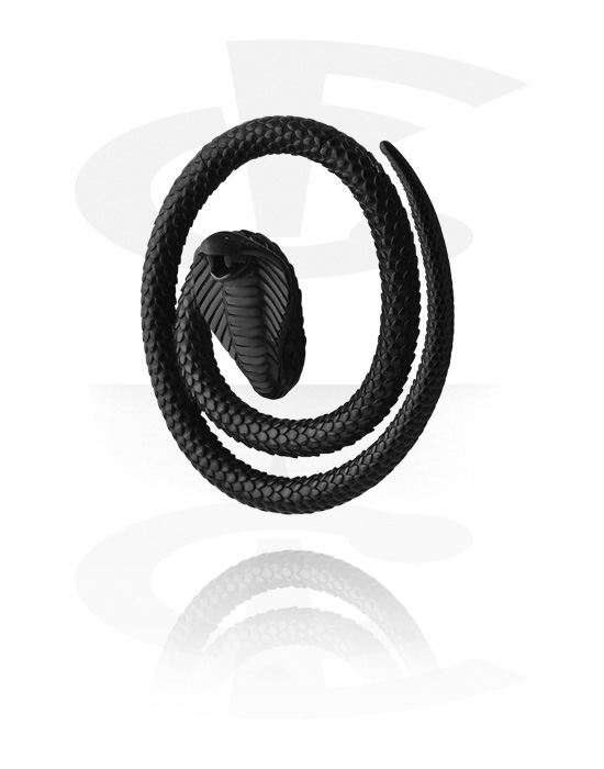 Ear weights/Hangers, Ear weight (stainless steel, black, shiny finish) com snake design, Aço inoxidável 316L