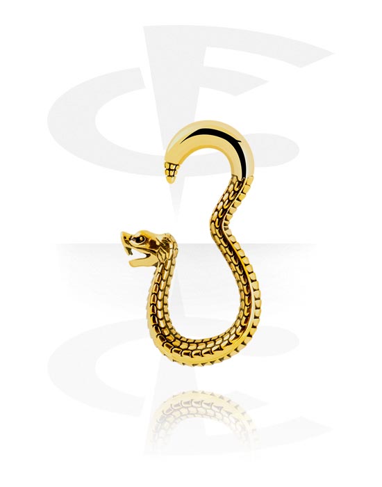 Öronvikter/Hängare, Ear weight (stainless steel, gold, shiny finish) med snake design, Pozlačeno nerjavno jeklo 316L