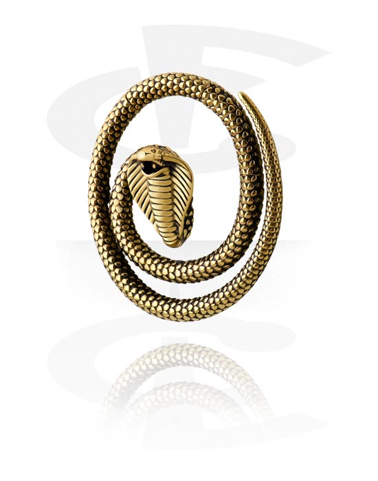 Závaží/hangery do uší, Ear weight (stainless steel, gold, shiny finish) s snake design, Pozlacená nerezová ocel 316L