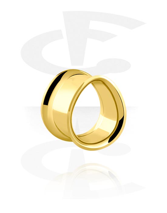Tunnels & Plugs, Tear-shaped double flared tunnel (steel, gold, shiny finish), Gold Plated Stainless Steel 316L