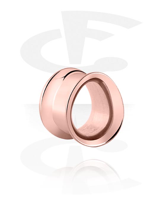 Tunnels & Plugs, Tear-shaped double flared tunnel (steel, rose gold, shiny finish), Rose Gold Plated Stainless Steel 316L