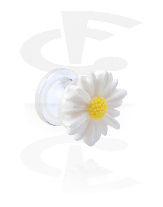 Tunnelit & plugit, Screw-on tunnel (acrylic, clear) kanssa flower attachment, Akryyli