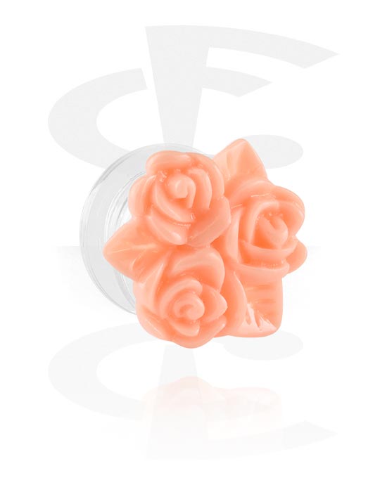 Tunnels & Plugs, Screw-on tunnel (acrylic, clear) with flower attachment, Acrylic