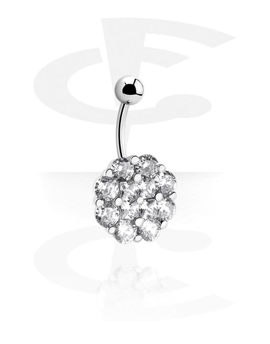 Curved Barbells, Fashion Banana with crystal stones, Surgical Steel 316L