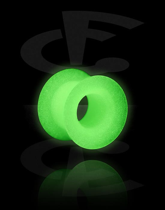 Tunnels & Plugs, "Glow in the dark" double flared tunnel (silicone, various colors), Silicone
