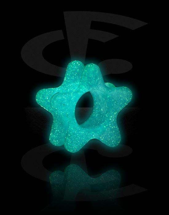 Tunele & plugi, "Glow in the dark" star-shaped double flared tunnel (silicone, various colours), Silikon