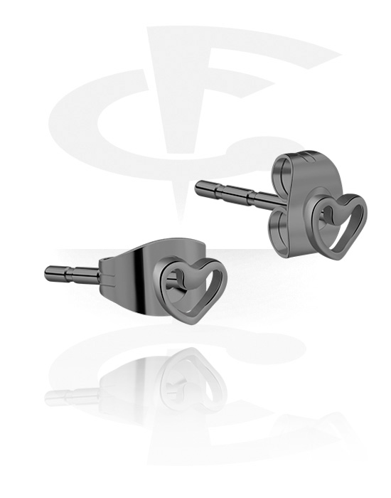 Earrings, Studs & Shields, Ear Studs with heart design, Surgical Steel 316L