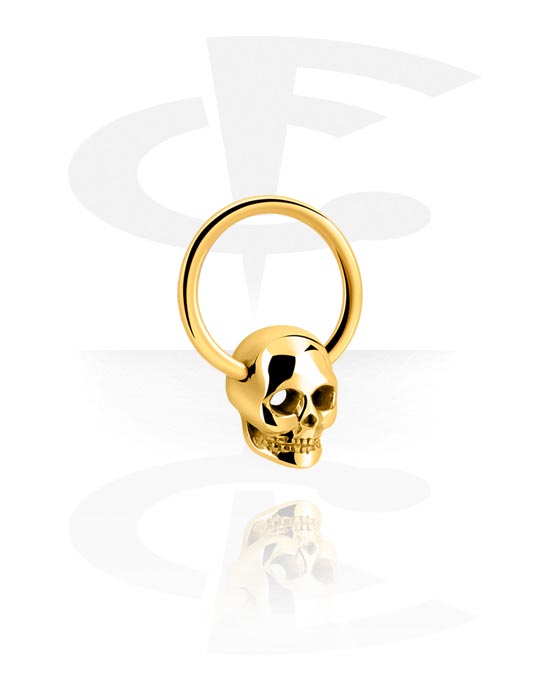 Ball closure ring (surgical steel, silver, shiny finish) with skull attachment
