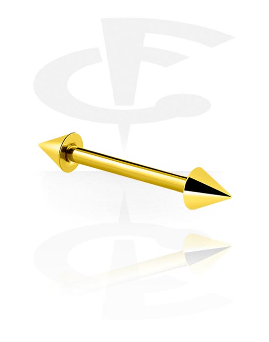 Činky, Barbell with Cones, Gold Plated Surgical Steel 316L