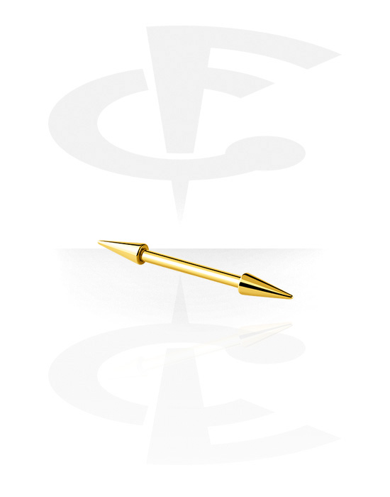 Barbellit, Barbell with Long Cones, Gold Plated Surgical Steel 316L