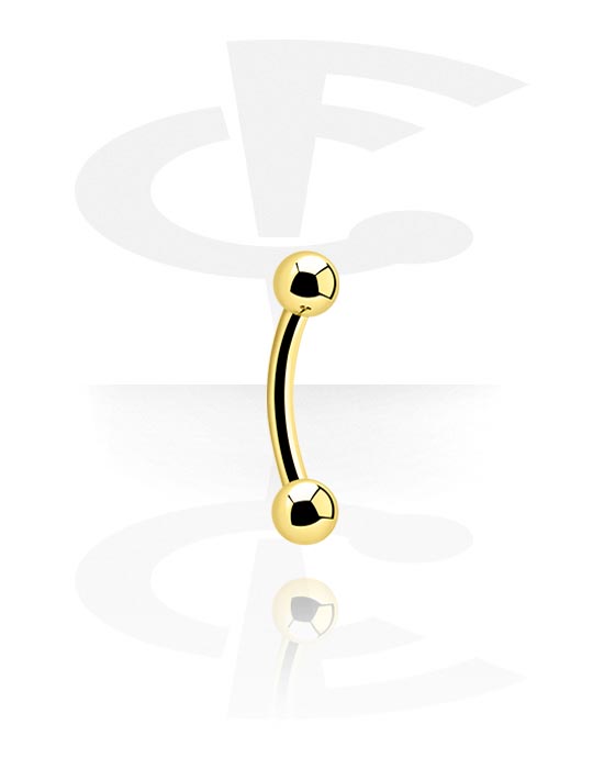 Curved Barbells, Belly button ring (surgical steel, gold, shiny finish), Verguld chirurgisch staal 316L