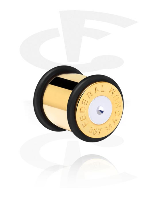 Tunnelit & plugit, Plug (surgical steel, gold, shiny finish) kanssa Bullet Design ja O-Rings, Kultapinnoitteinen kirurginteräs 316L